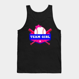 Baby Gender Reveal Party Baseball Team Girl  Team Pink Tank Top